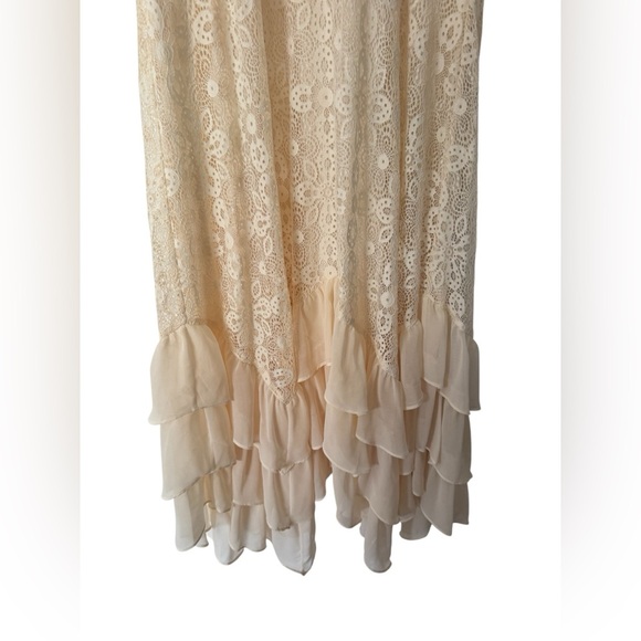 NWT SUNDANCE Champs De Fleur Dress Ivory Cream Lace Ruffle Midi Size Large - Picture 9 of 14